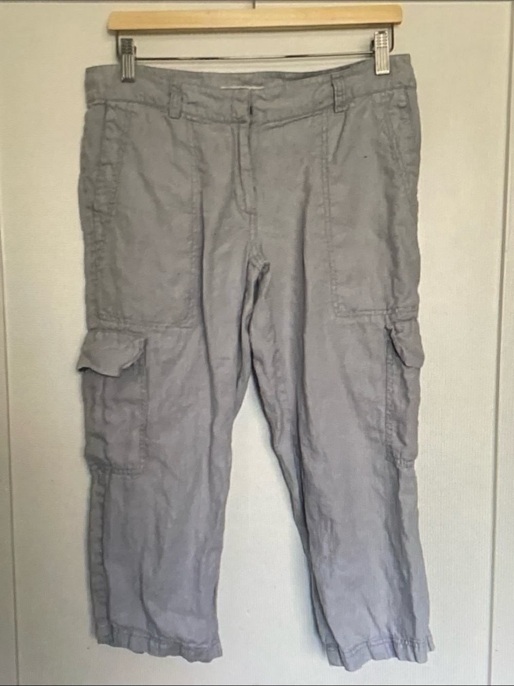Eileen Fisher Light Gray Cropped Cargo Pants